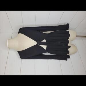 NWOT American Eagle Outfitters small black tie front long sleeve peplum blouse